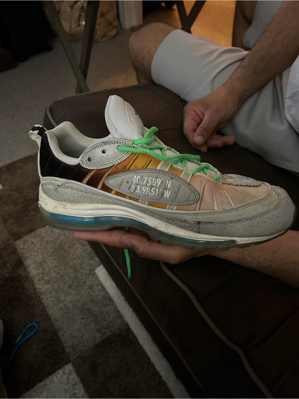 Nike Men's Multi-Panel Sneaker in Gray, Brown, Gold and Green